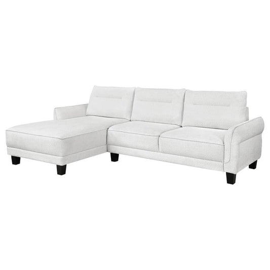 Caspian - Upholstered Curved Arms Sectional Sofa - White and Black