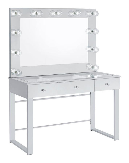 Umbridge - 3-Drawer Vanity With Lighting - Chrome and White
