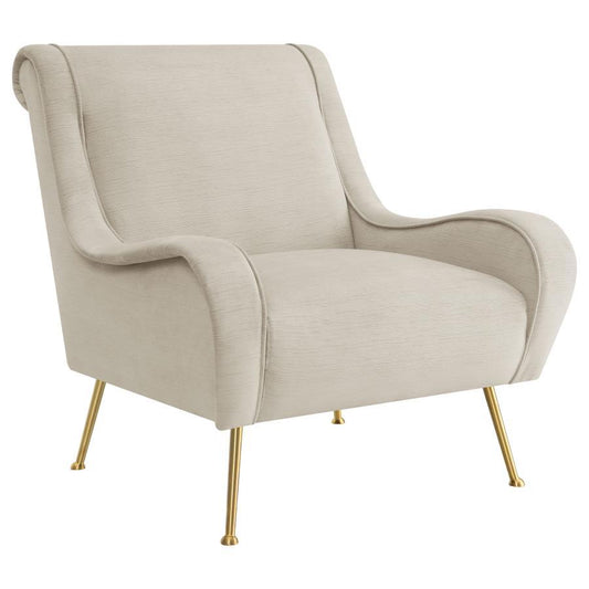 Ricci - Upholstered Saddle Arms Accent Chair - Stone and Gold