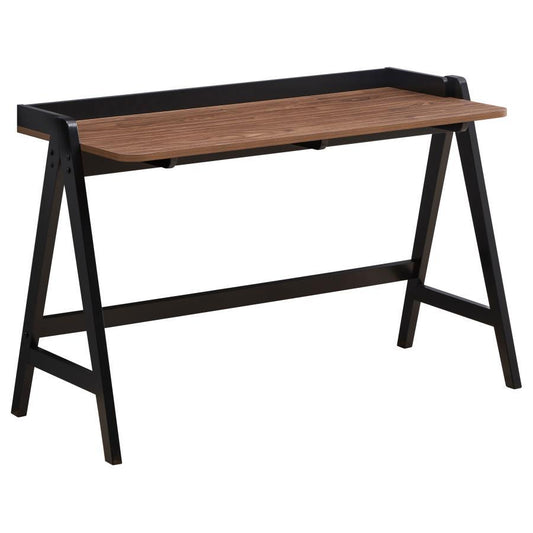 Raul - Writing Desk - Walnut and Black With USB Ports
