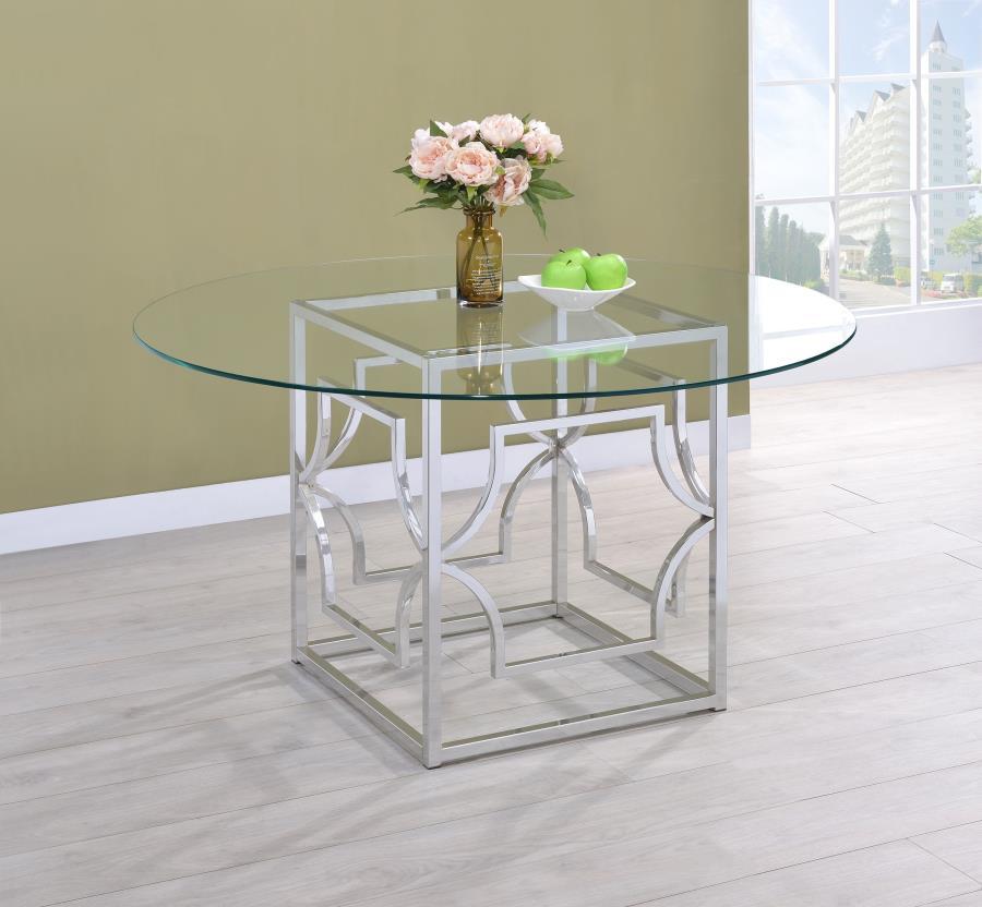 Starlight - Round Glass Top Dining Table - Clear And Chrome