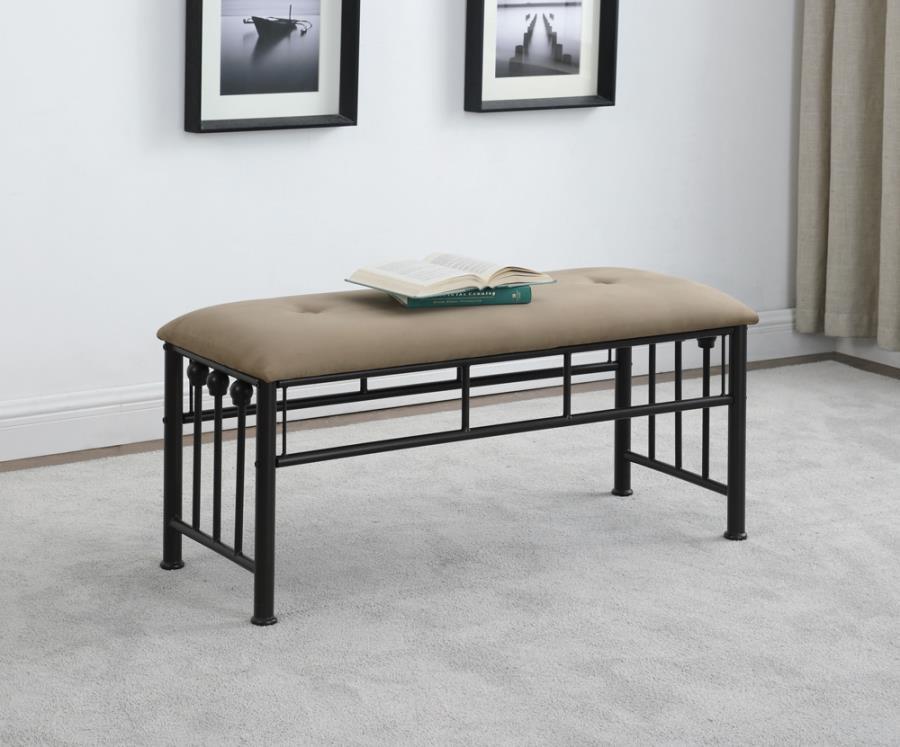 Livingston - Upholstered Bench - Brown and Dark Bronze