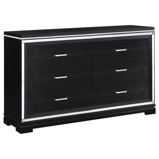 Cappola - Rectangular 6-Drawer Dresser - Silver and Black