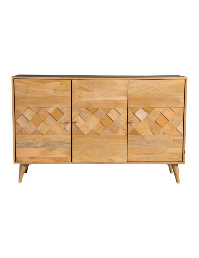 Alyssum - Checkered Pattern 3-Door Accent Cabinet - Natural