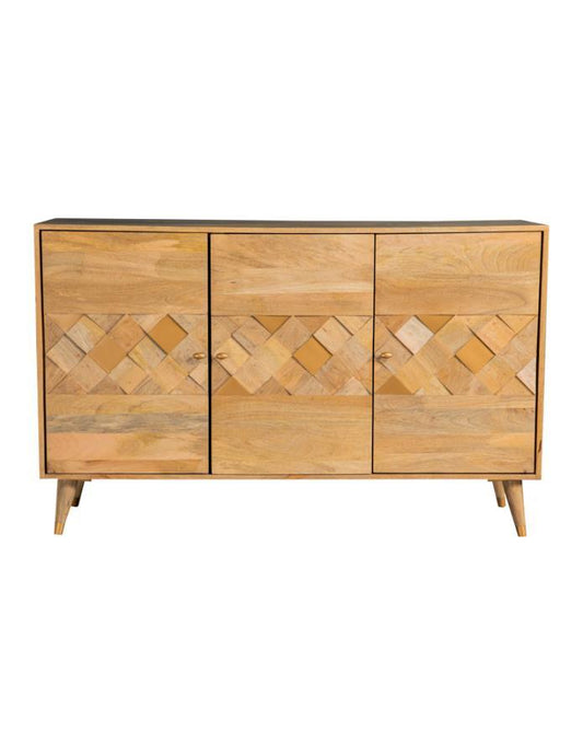 Alyssum - Checkered Pattern 3-Door Accent Cabinet - Natural