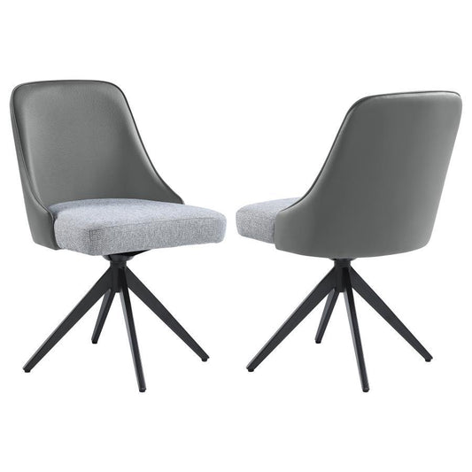 Paulita - Upholstered Swivel Side Chairs (Set of 2) - Grey and Gunmetal