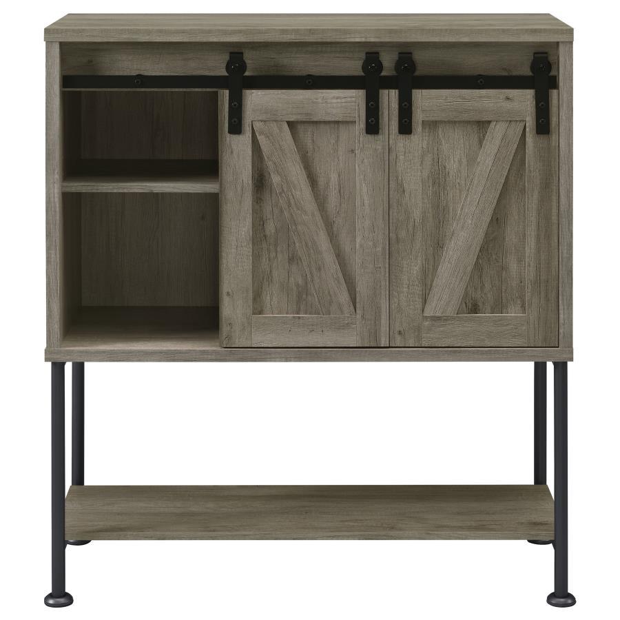 Claremont - Sliding Door Bar Cabinet With Lower Shelf - Grey Driftwood