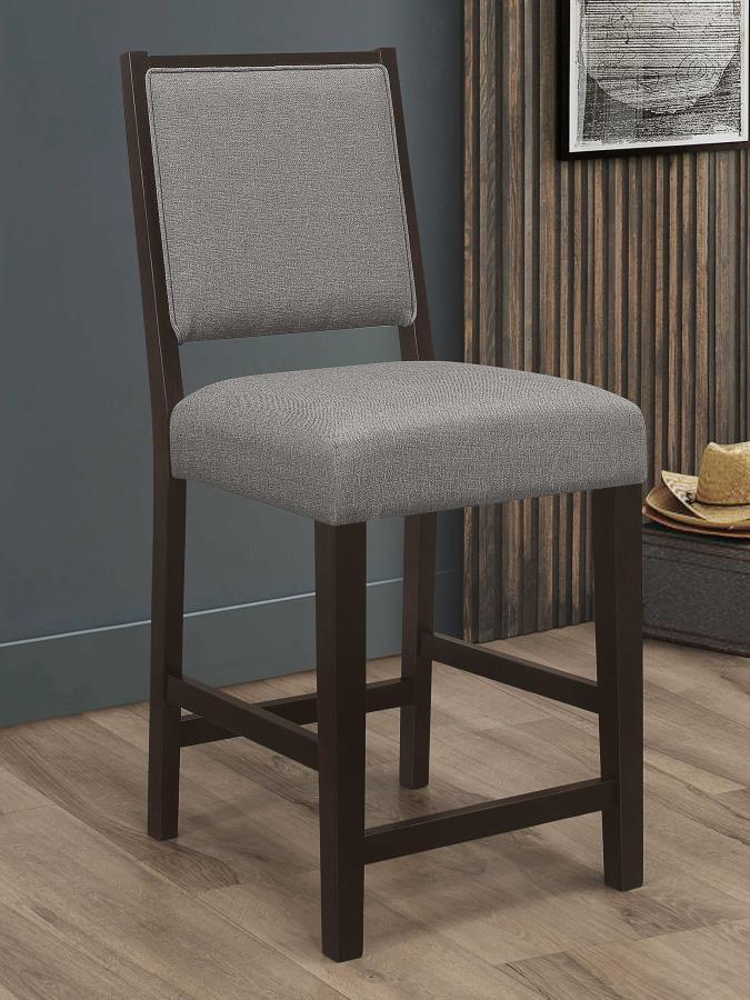 Bedford - Upholstered Open Back Counter Height Stools With Footrest (Set of 2) - Grey and Espresso