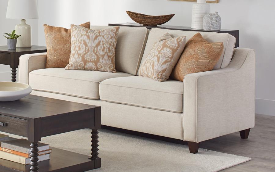 Christine - Upholstered Cushion Back Sofa - Beige