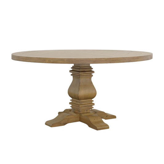 Florence - Round Pedestal Dining Table - Rustic Smoke