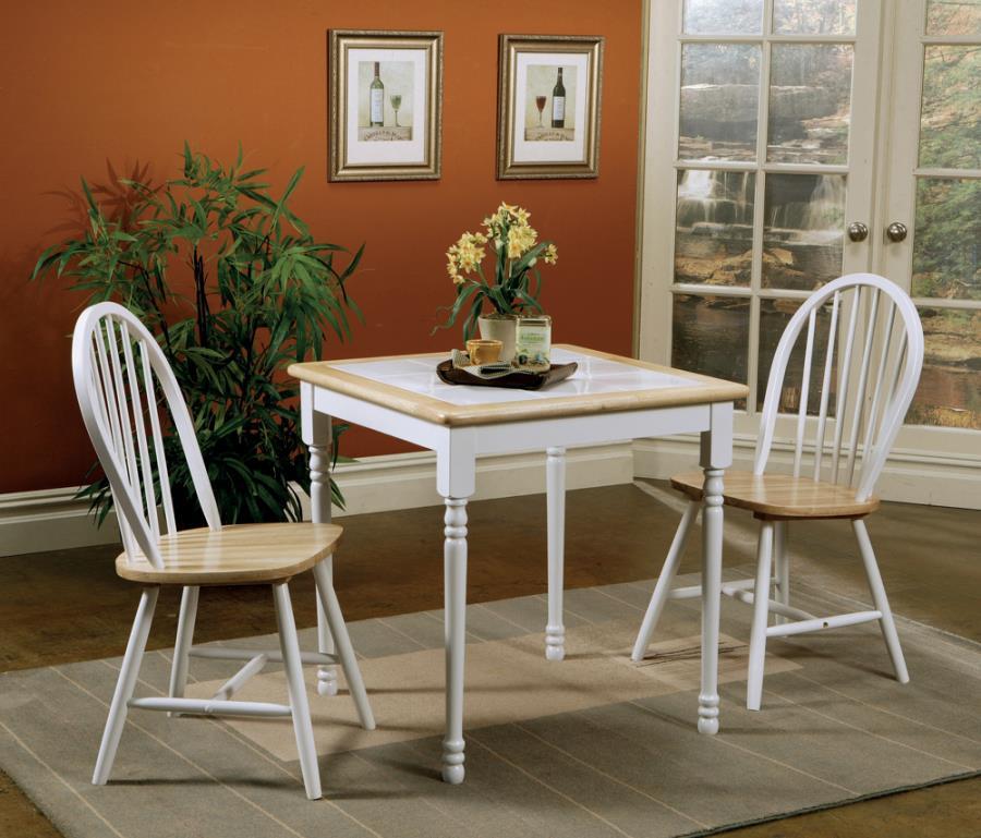 Carlene - 5-Piece Square Dining Table - Natural Brown and White