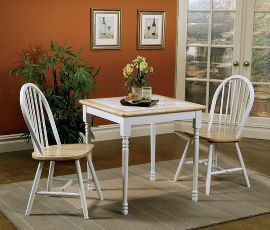 Carlene - 5-Piece Square Dining Table - Natural Brown and White