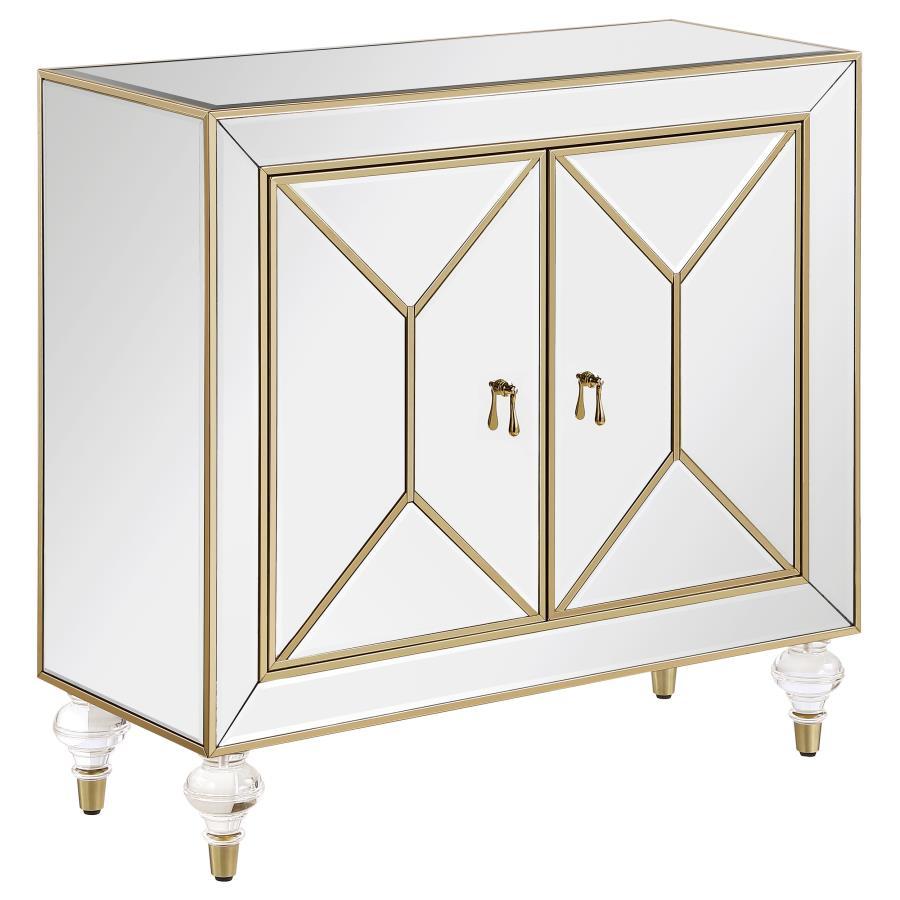 Lupin - 2-Door Accent Cabinet - Mirror and Champagne