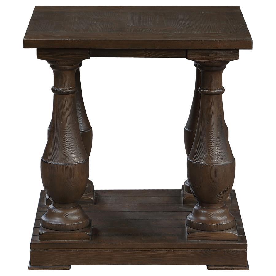 Walden - Rectangular End Table With Turned Legs and Floor Shelf - Coffee