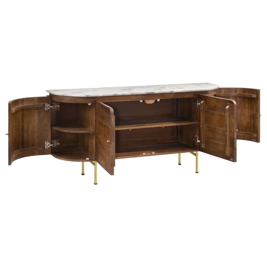 Ortega - 4-Door Marble Top Dining Sideboard Server - White and Natural