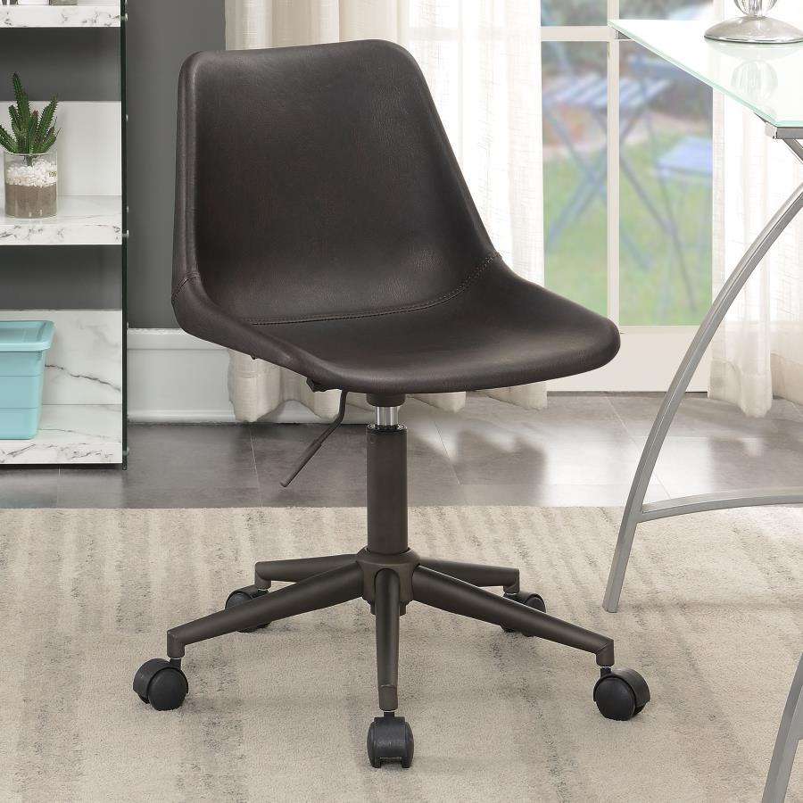Carnell - Adjustable Height Office Chair With Casters - Brown and Rustic Taupe