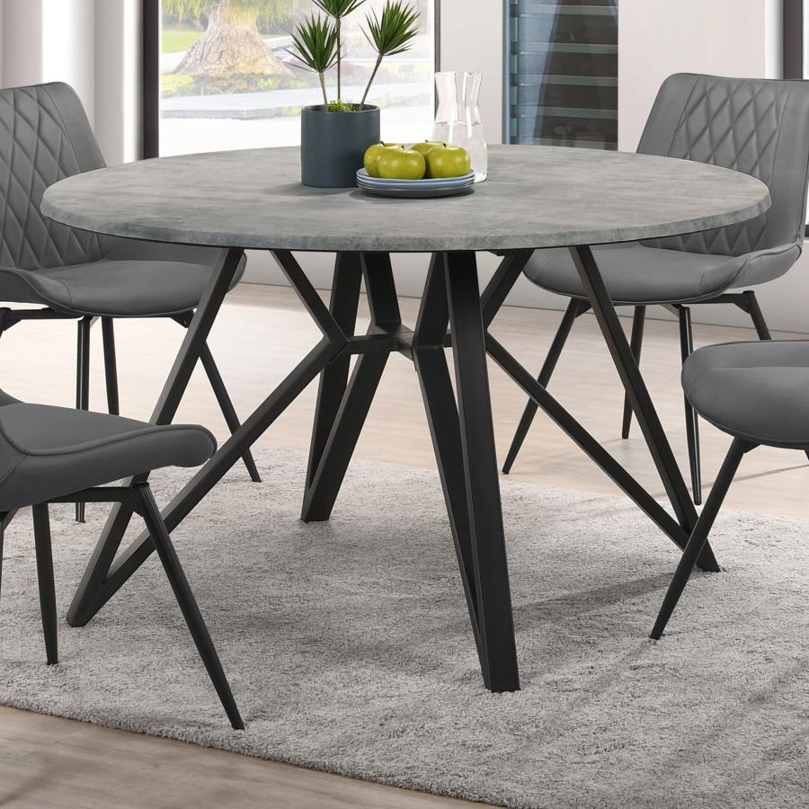 Neil - Round Wood Top Dining Table - Concrete and Black