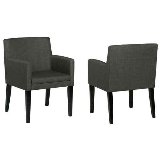 Catherine - Upholstered Dining Arm Chair (Set of 2) - Charcoal Grey and Black