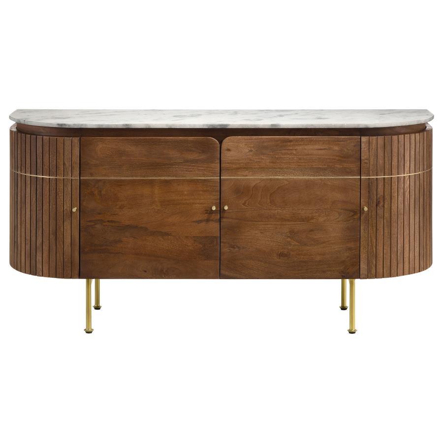 Ortega - 4-Door Marble Top Dining Sideboard Server - White and Natural