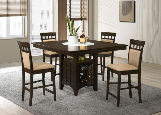 Gabriel - 5-Piece Square Counter Height Dining Set - Cappuccino - Wood