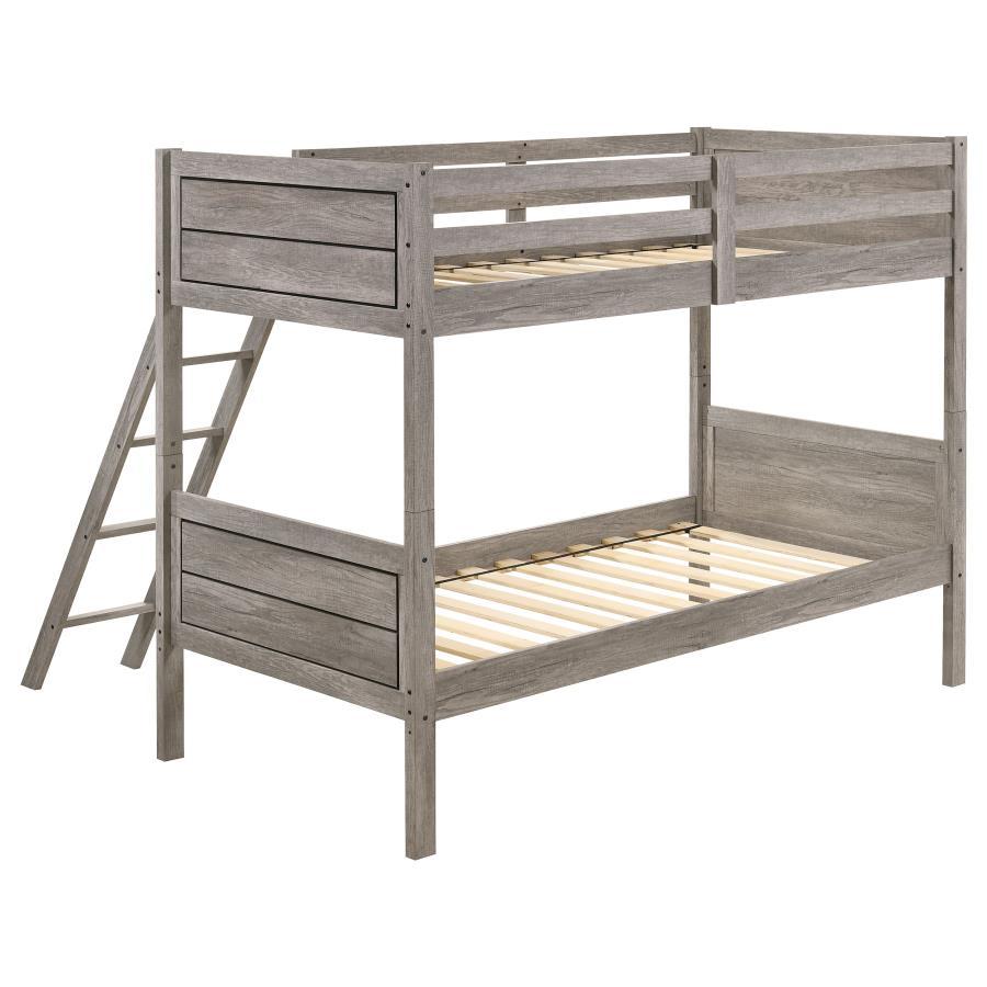 Ryder - Twin Over Twin Bunk Bed - Weathered Taupe