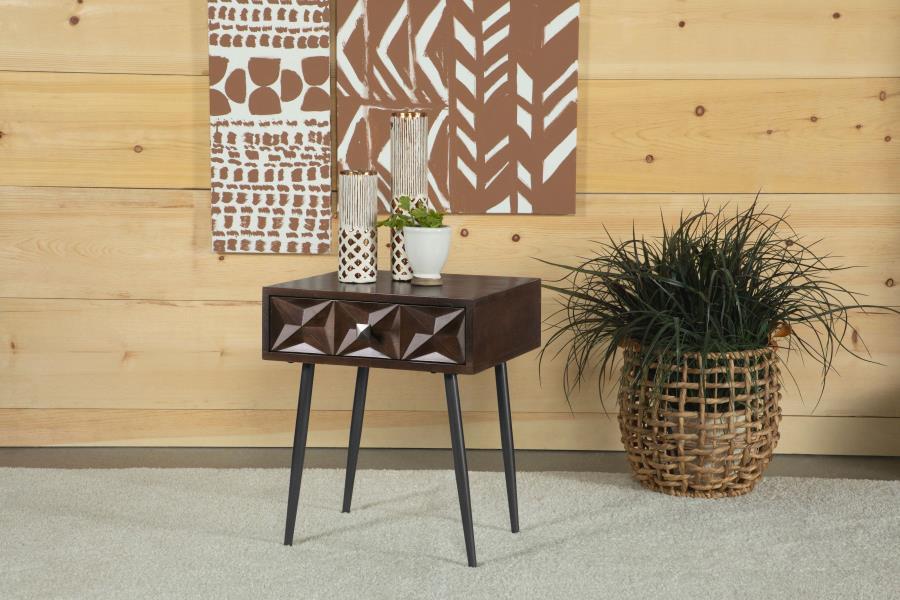 Ezra - Rectangular 1-Drawer Accent Cabinet - Dark Coffee Brown