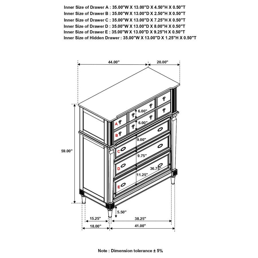 Alderwood - 5-Drawer Chest - French Grey