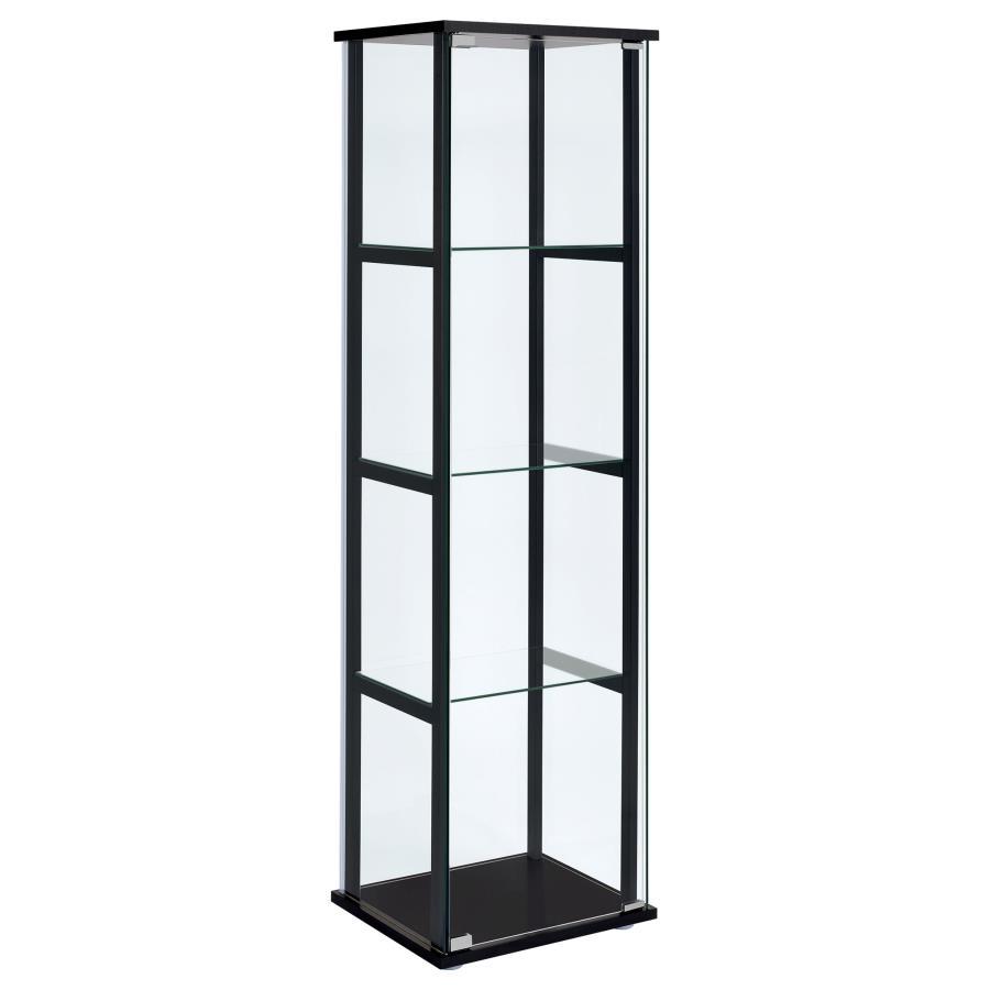 Cyclamen - 4-Shelf Glass Curio Cabinet - Black and Clear