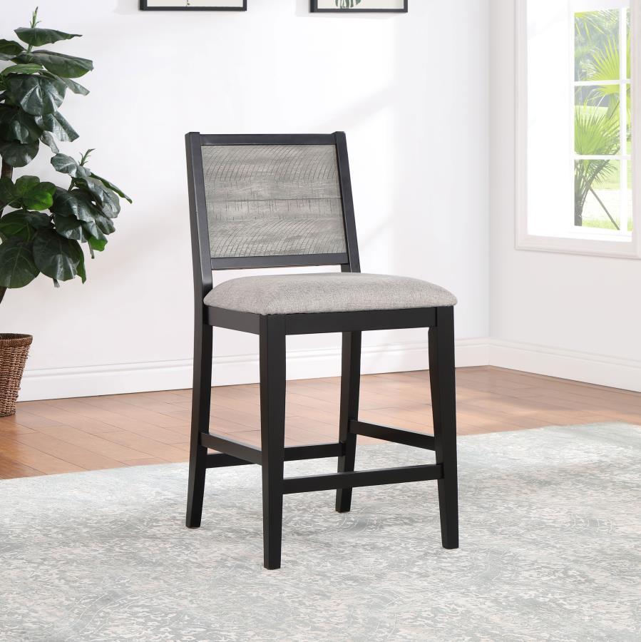 Elodie - Upholstered Padded Seat Counter Height Dining Chair (Set of 2) - Dove Grey and Black