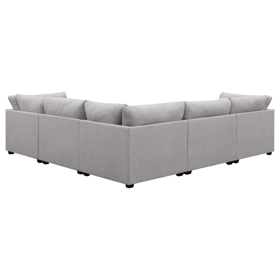 Cambria - 6-Piece Upholstered Modular Sectional With Ottoman - Grey