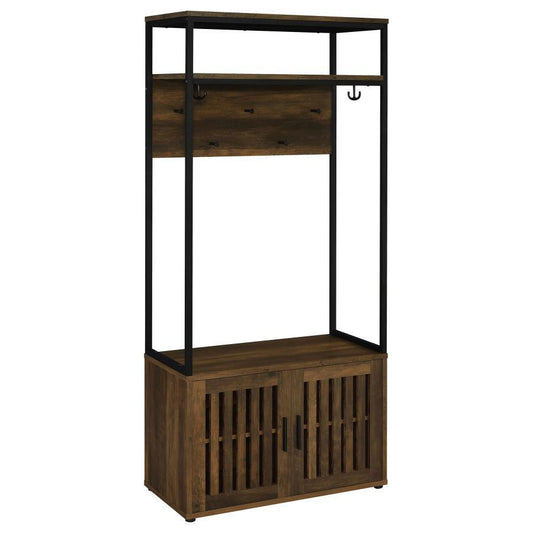 Quincy - 2-Door Engineered Wood Hall Tree - Dark Pine and Black