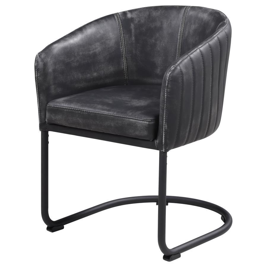 Banner - Upholstered Dining Chair - Anthracite and Matte Black
