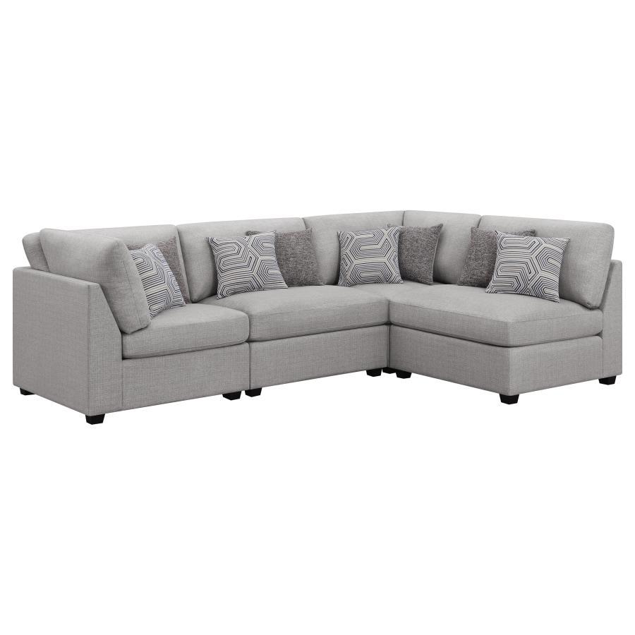 Cambria - 4-Piece Upholstered Modular Sectional (2 Armless Chairs And 2 Corners) - Grey