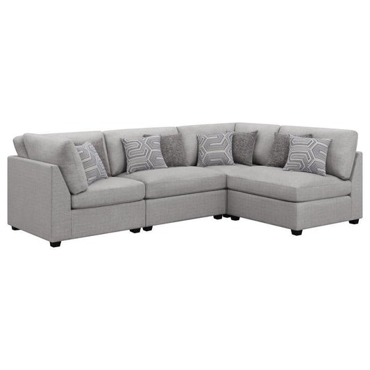 Cambria - 4-Piece Upholstered Modular Sectional (2 Armless Chairs And 2 Corners) - Grey