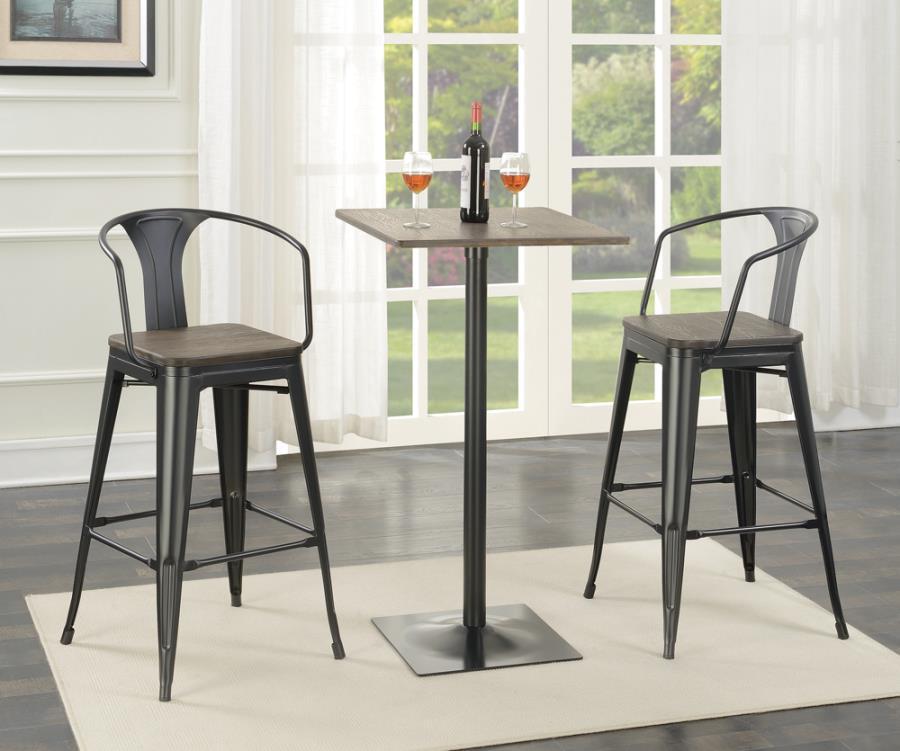 Cavalier - Square Bar Table - Dark Elm and Matte Black