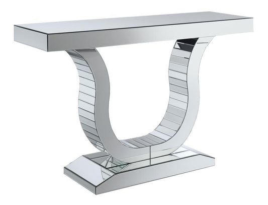 Saanvi - Console Table With U-Shaped Base - Clear Mirror