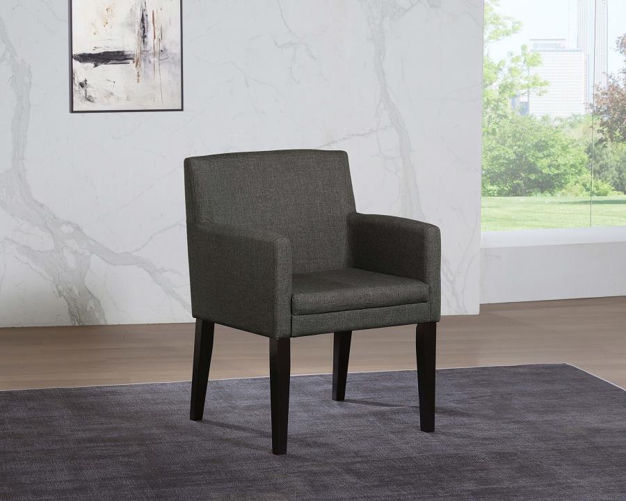 Catherine - Upholstered Dining Arm Chair (Set of 2) - Charcoal Grey and Black