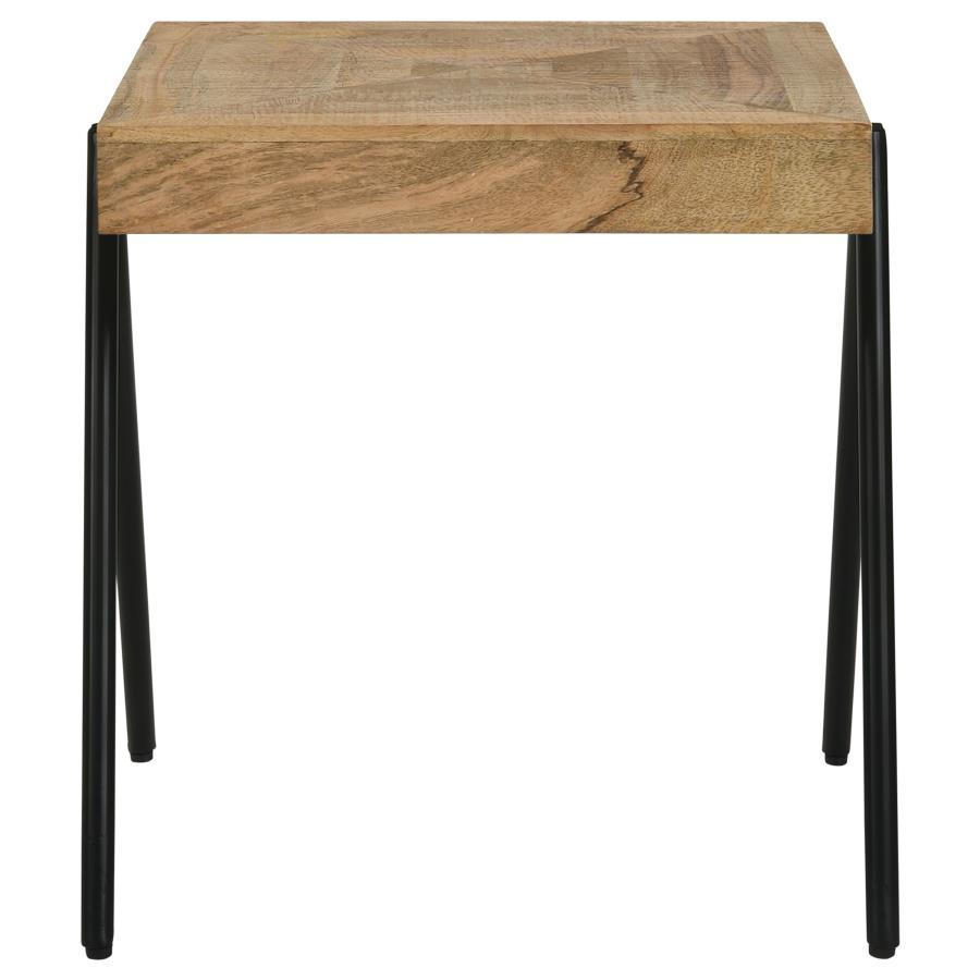 Avery - Square End Table With Metal Legs - Natural and Black