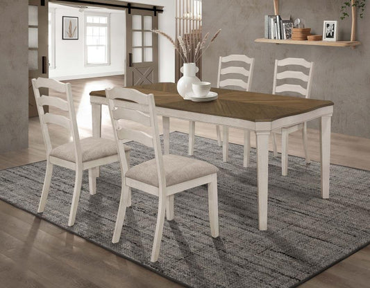 Ronnie - 5-Piece Starburst Dining Table Set - Khaki and Rustic Cream