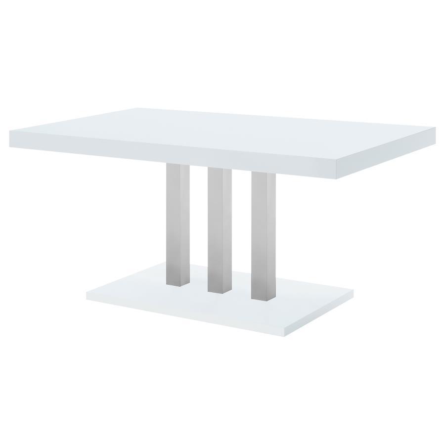 Brooklyn - Rectangular Dining Table - White High Gloss and Chrome