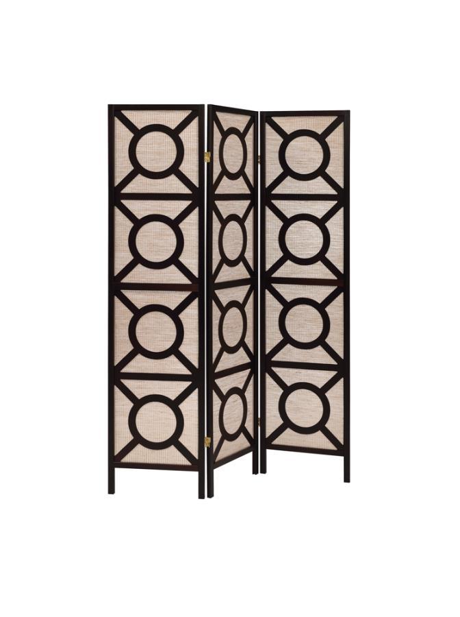 Vulcan - 3-Panel Geometric Folding Screen Tan and - Cappuccino