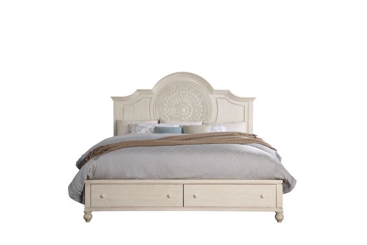 Roselyne - Queen Bed - Antique White Finish