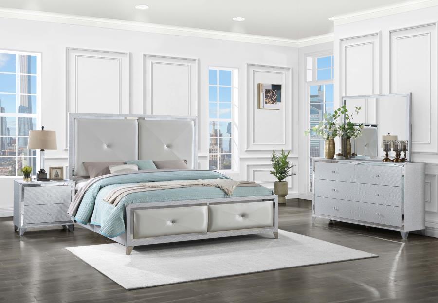 Larue - 4-Piece Tufted Queen Bedroom Set - Silver