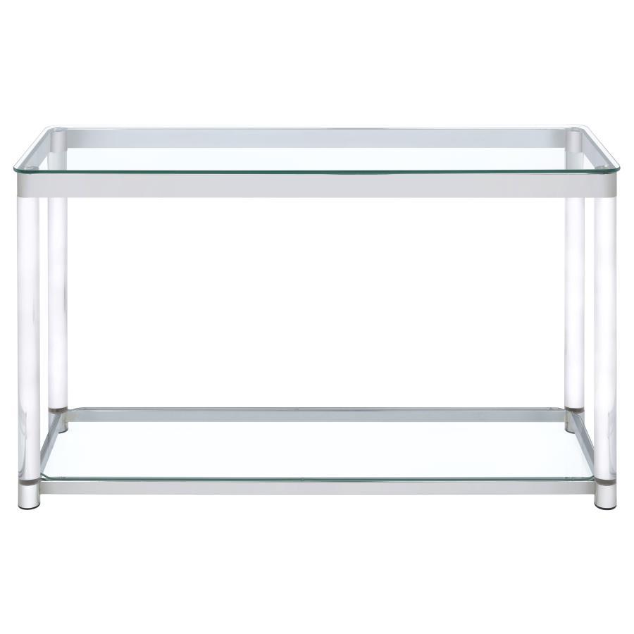 Anne - Sofa Table With Lower Shelf - Chrome and Clear