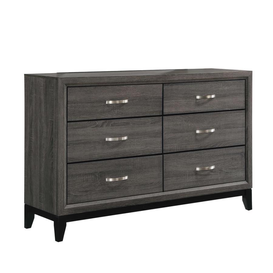 Watson - 6-Drawer Dresser - Grey Oak and Black