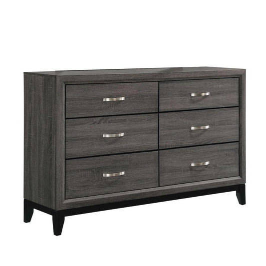 Watson - 6-Drawer Dresser - Grey Oak and Black