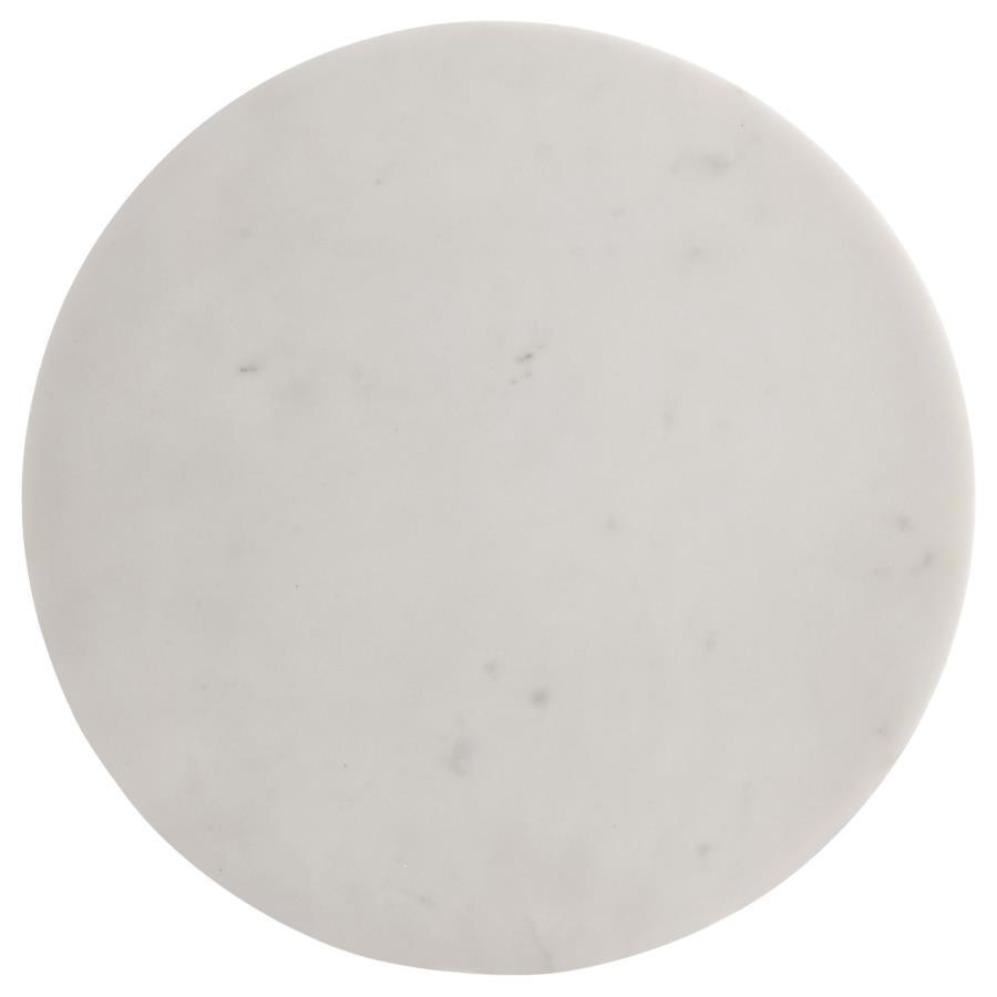 Colette - Round Marble Top Side Table - White and Dark Grey