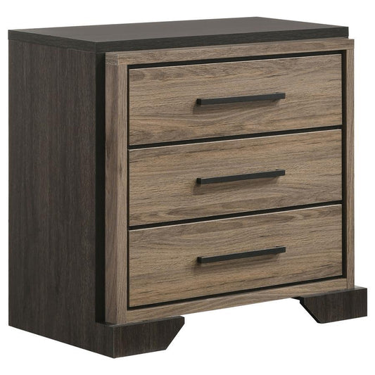 Baker - 3-Drawer Nightstand - Brown and Light Taupe