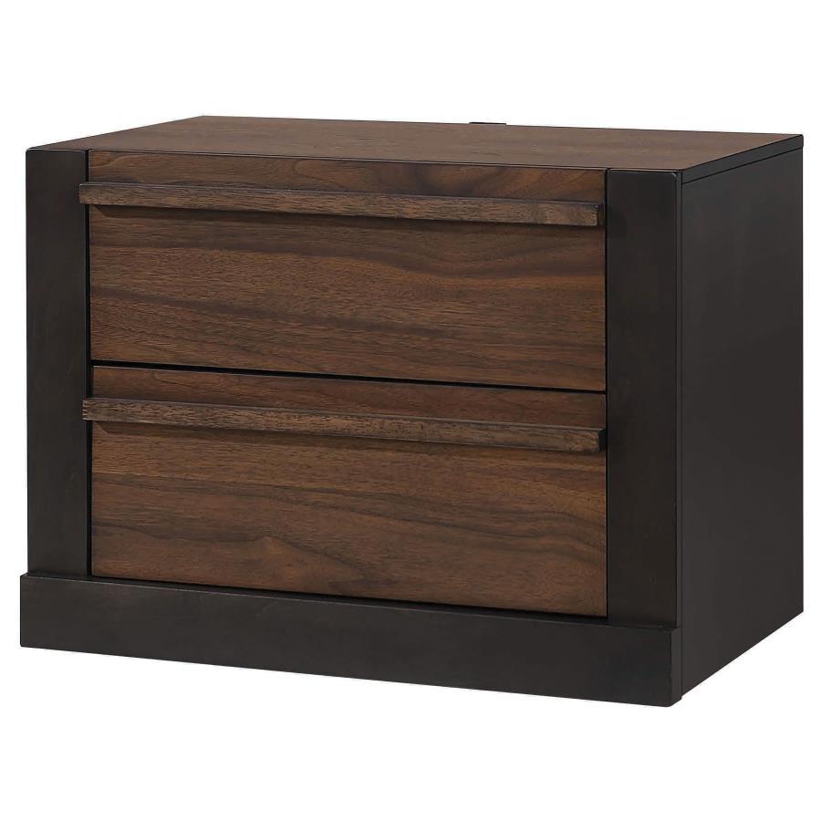 Azalia - 2-Drawer Nightstand - Black and Walnut