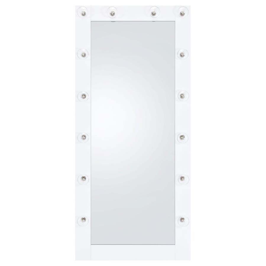 Zayan - Full Length Floor Mirror With Lighting - White High Gloss